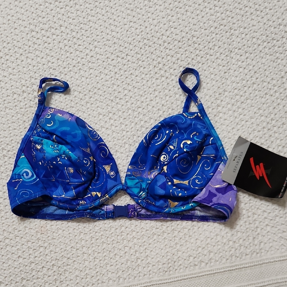 Blue Cosmic Print Triangle Bra